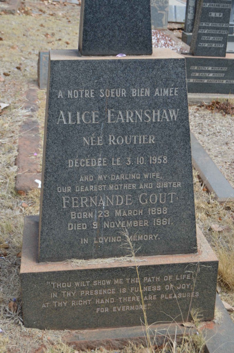 EARNSHAW Alice nee ROUTIER -1958 :: GOUT Fernande 1898-1961