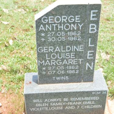 EBLEN George Anthony 1962-1962 :: EBLEN Geraldine Louise Margaret 1962-1962