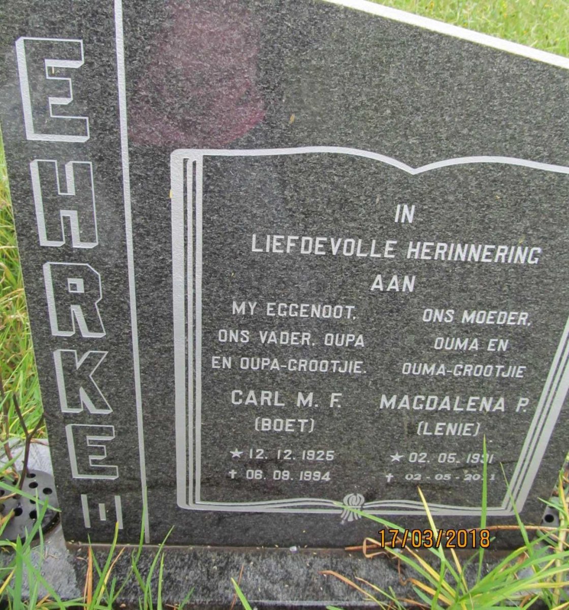 EHRKE Carl M.F. 1925-1994 &amp; Magdalena P. 1931-2011
