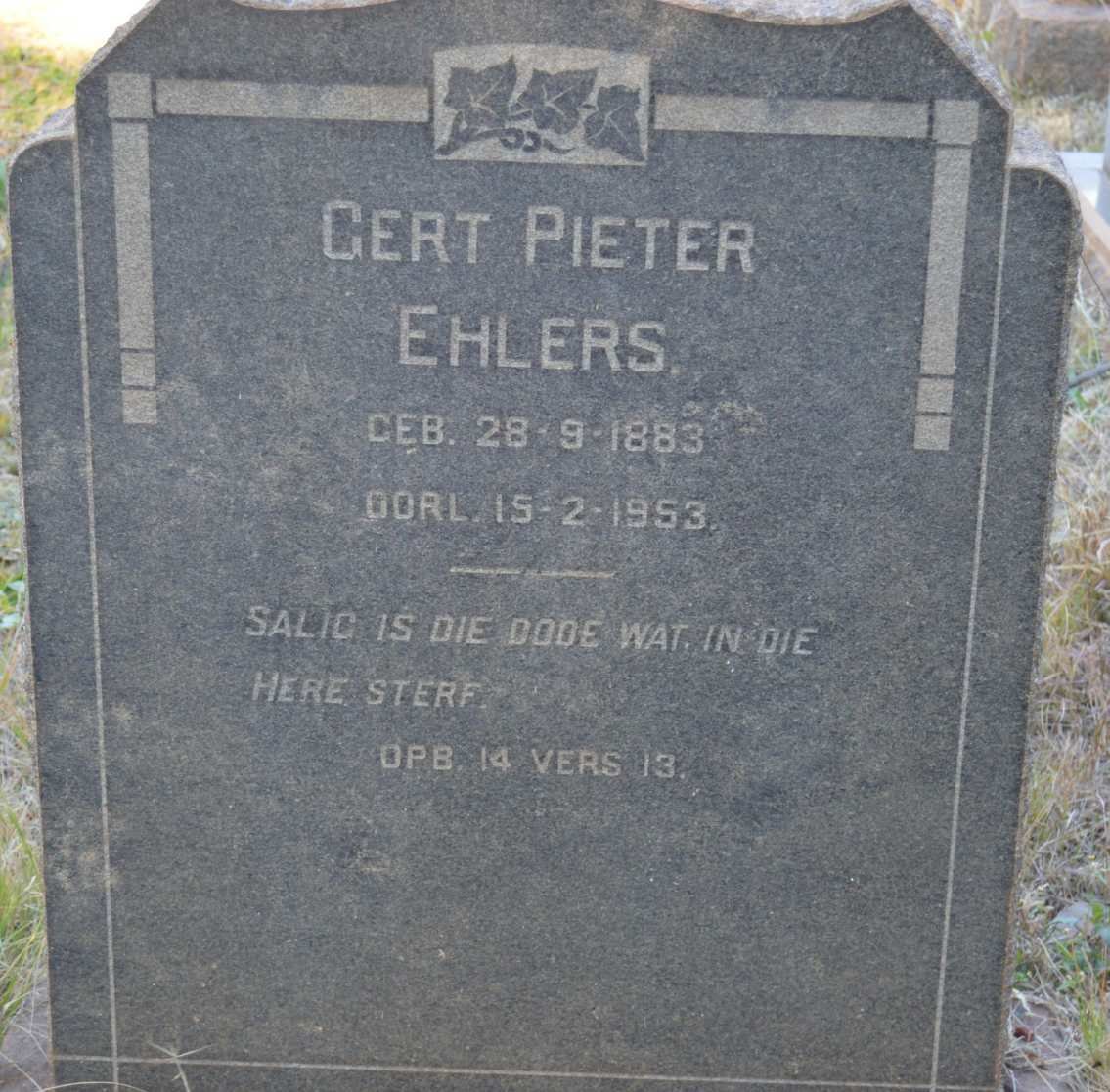 EHLERS Gert Pieter 1883-1953