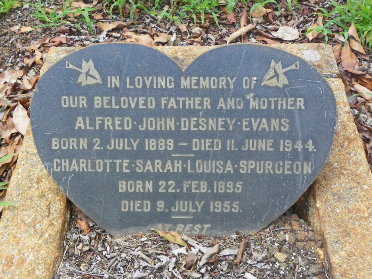 EVANS Alfred John Desney 1889-1944 &amp; Charlotte Sarah Louisa SPURGEON 1895-1955