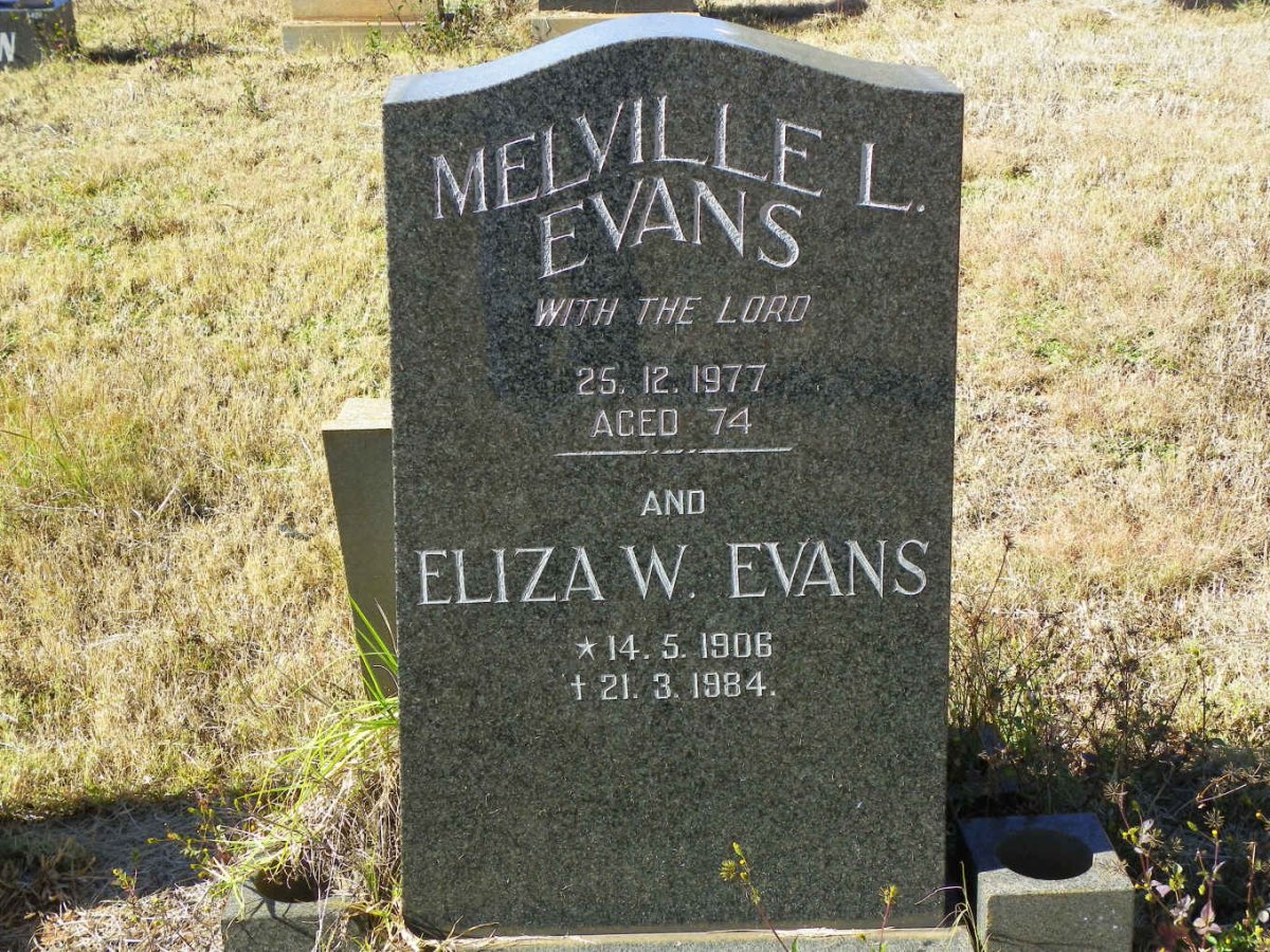 EVANS Melville L. -1977 &amp; Eliza W. 1906-1984