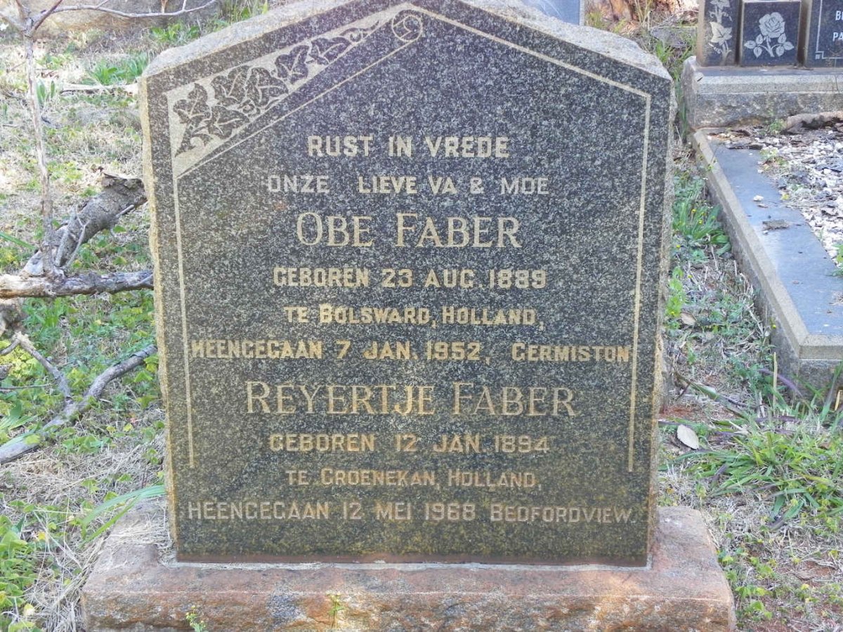FABER Obe 1889-1952 &amp; Reyertje 1894-1968