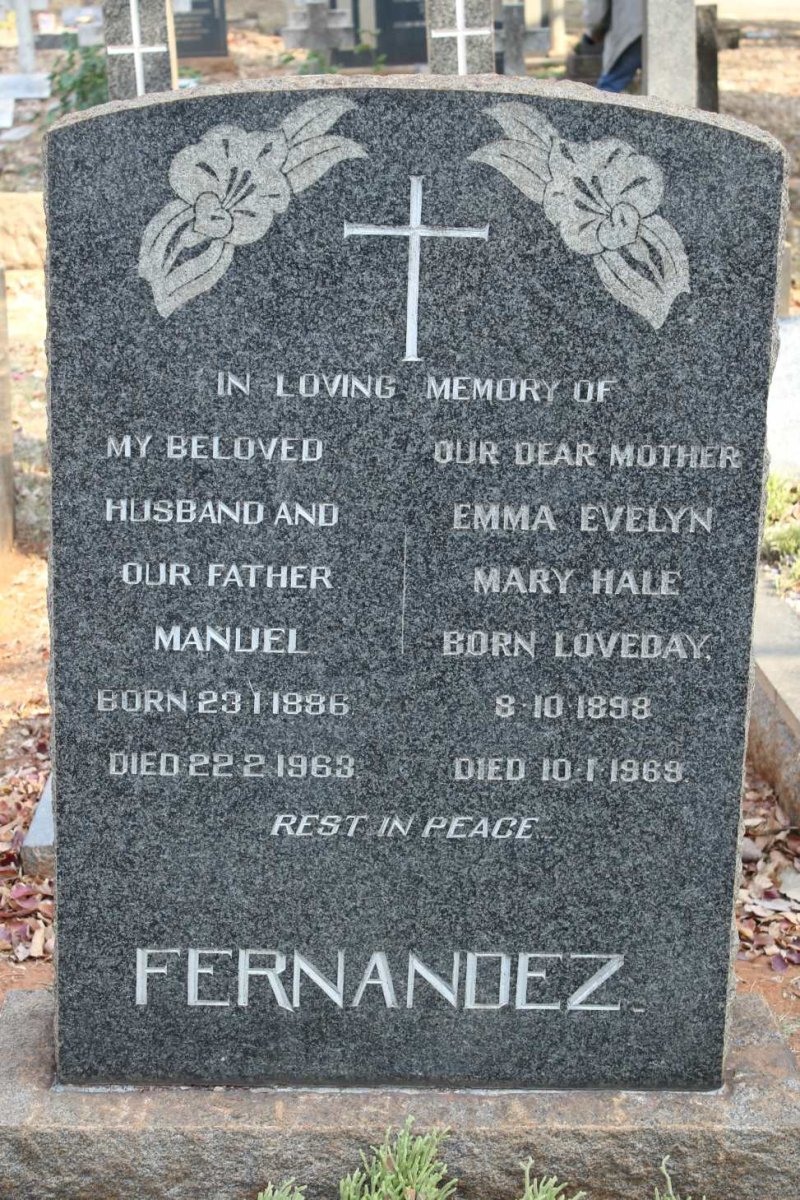 FERNANDEZ Manuel 1886-1963 &amp; Emma Evelyn Mary Hale LOVEDAY 1898-1969