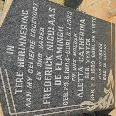 FLAMINGH Frederick Nicolaas, de 1884-1963 &amp; Aletta Catherina VENTER 1889-1976