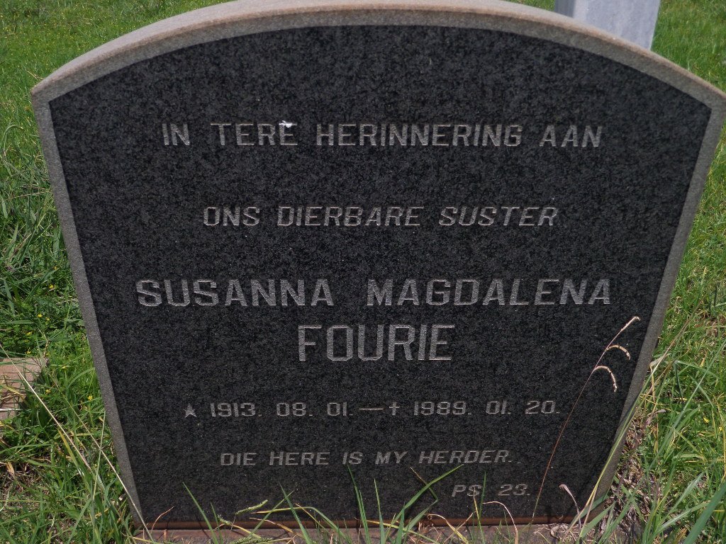 FOURIE Susanna Magdalena 1913-1989