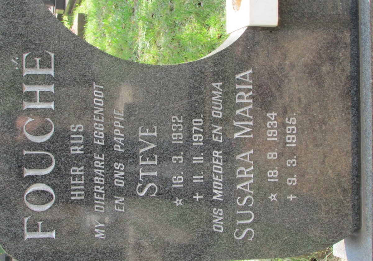FOUCHE Steve 1932-1970 &amp; Susara Maria 1934-1995