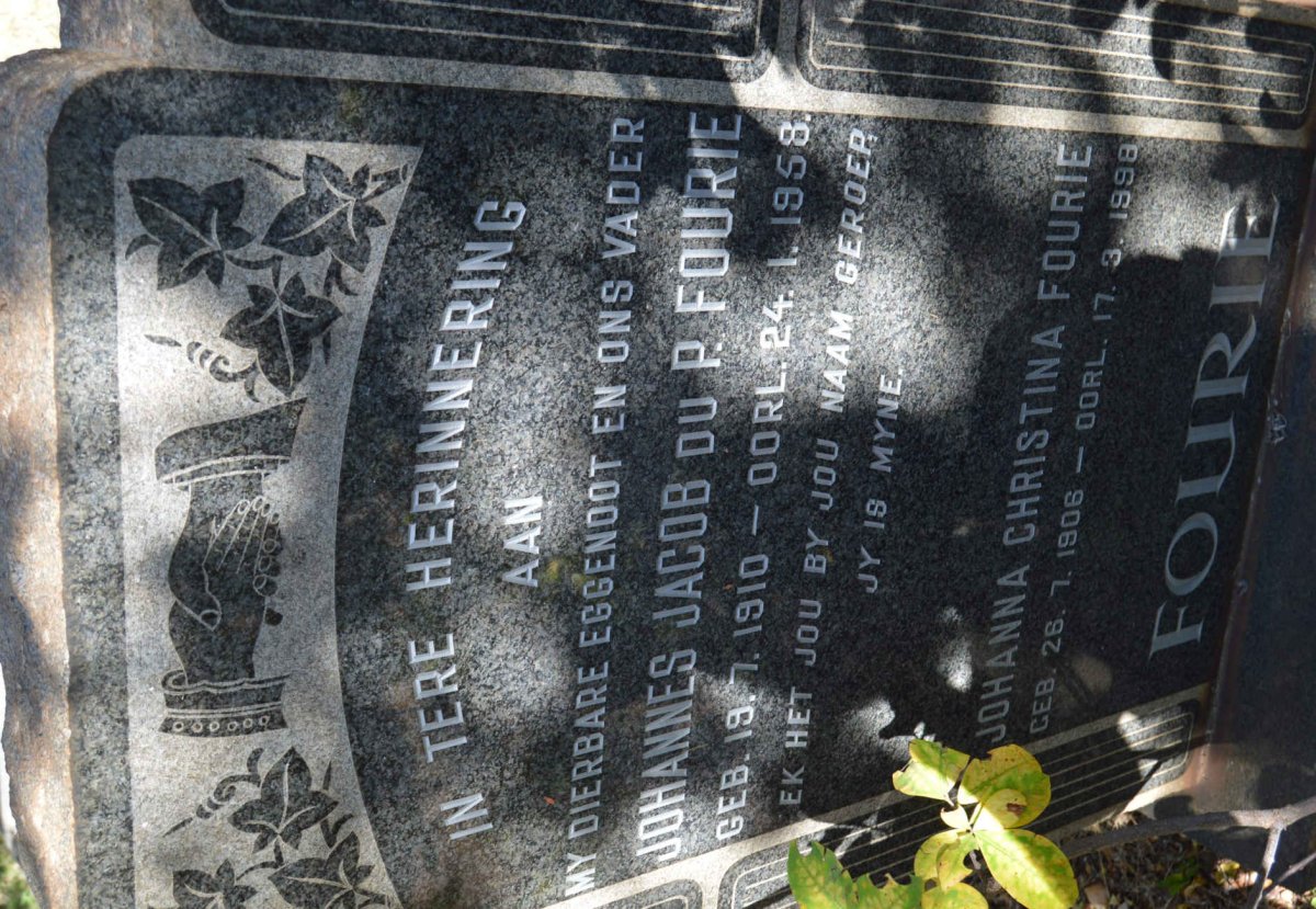 FOURIE Johannes Jacob du P. 1910-1958 &amp; Johanna Christina 1906-1998