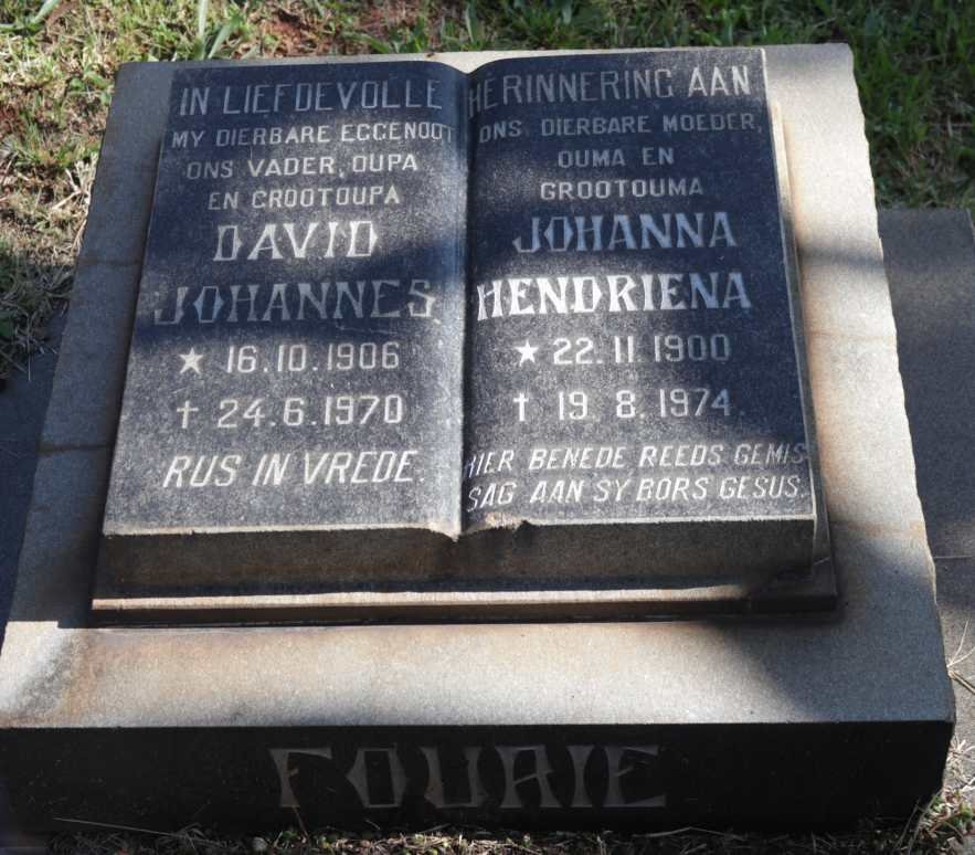FOURIE David Johannes 1906-1970 &amp; Johanna Hendriena 1900-1974