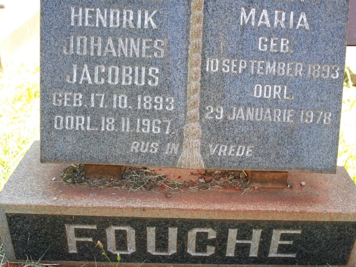 FOUCHE Hendrik Johannes Jacobus 1893-1967 &amp; Maria 1893-1978