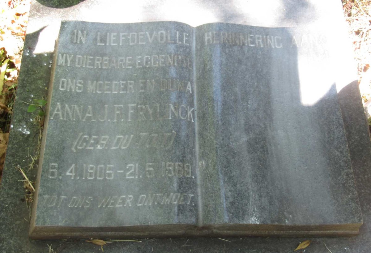 FRYLINCK Anna J.F. nee DU TOIT 1905-1969