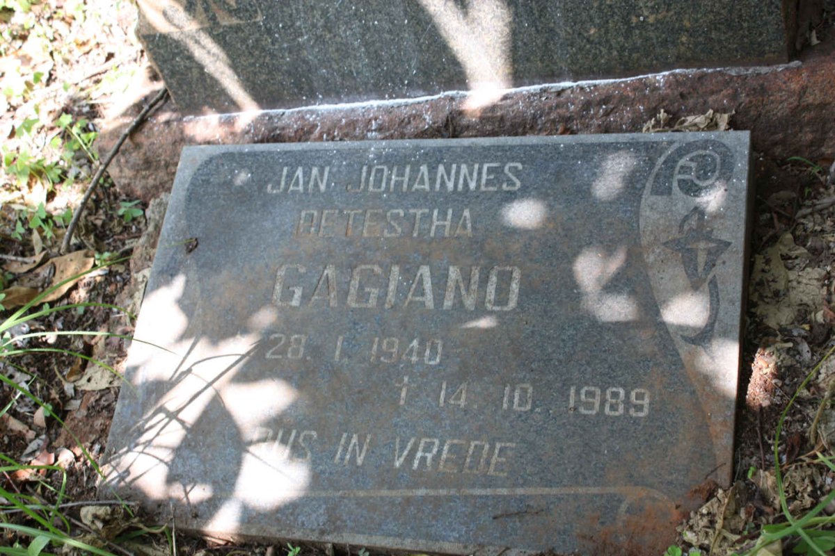 GAGIANO Jan Johannes Betestha 1940-1989