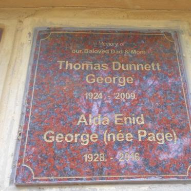 GEORGE Thomas Dunnett 1924-2009 &amp; Alda Enid PAGE 1928-2016
