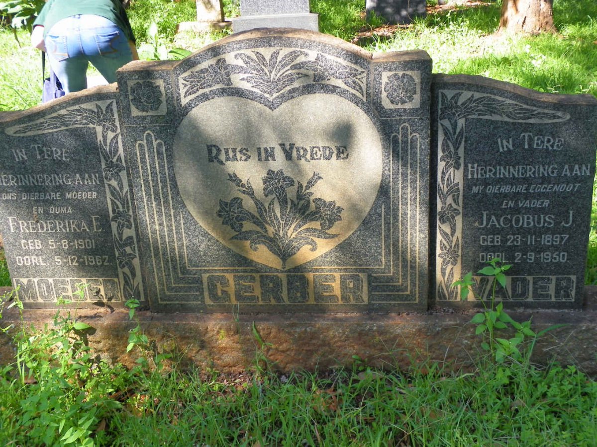 GERBER Jacobus J. 1897-1950 &amp; Frederika E. 1901-1962