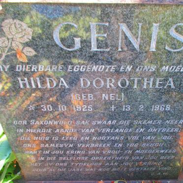 GENIS Hilda Dorothea nee NEL 1925-1968