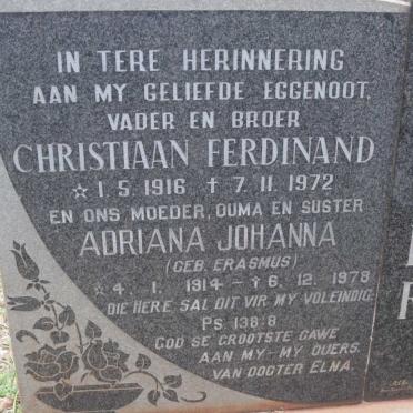 GEYER Christiaan Ferdinand 1916-1972 &amp; Adriana Johanna ERASMUS 1914-1978