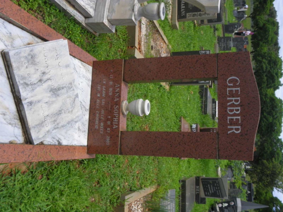 GERBER Jacobus Johannes 1920-1981 &amp; Anna Sophia 1928-2003