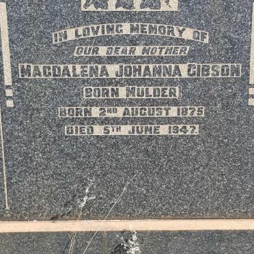 GIBSON Magdalena Johanna nee MULDER 1875-1947