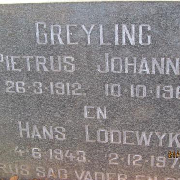 GREYLING Pietrus Johannes 1912-1961 :: GREYLING Hans Lodewyk 1943-1975
