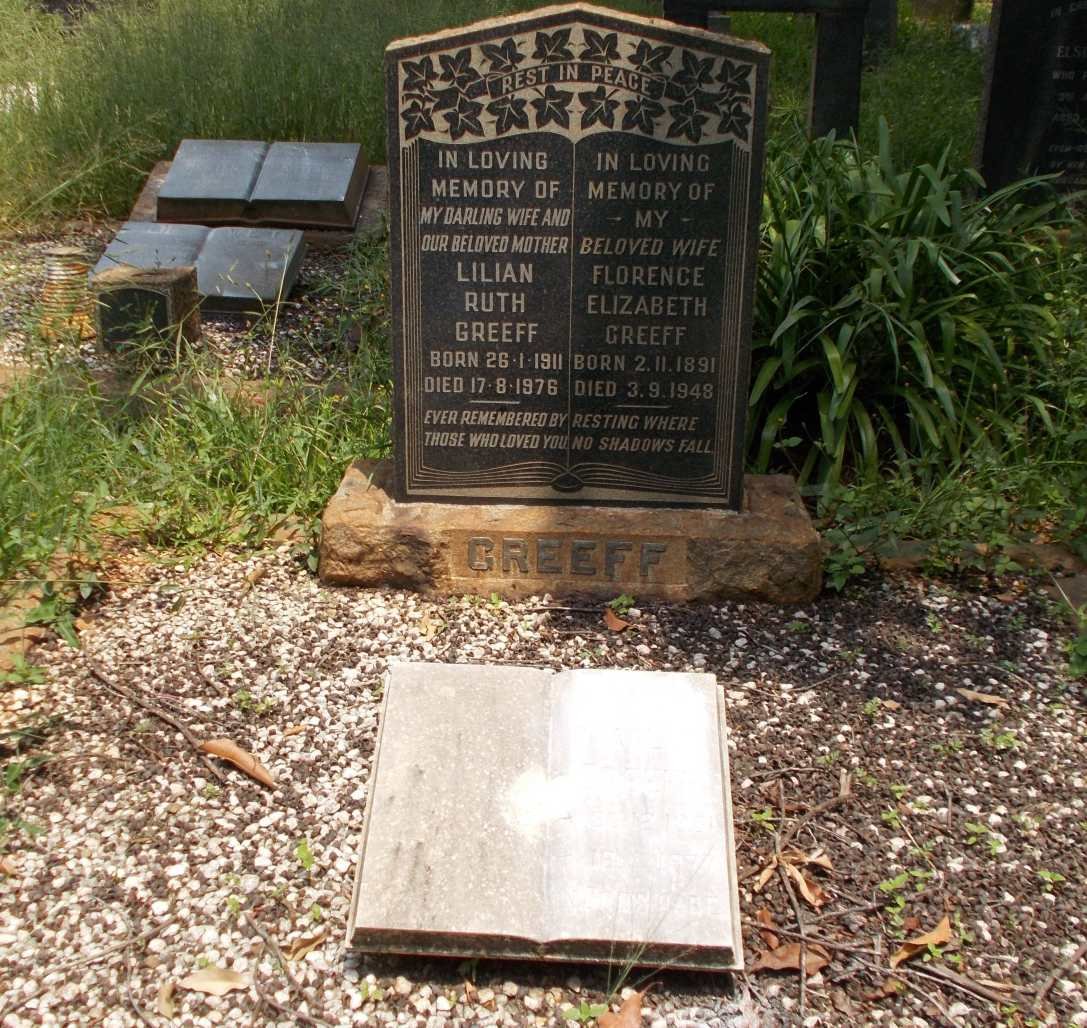 GREEFF Florence Elizabeth 1891-1948 :: GREEFF Lilian Ruth 1911-1976