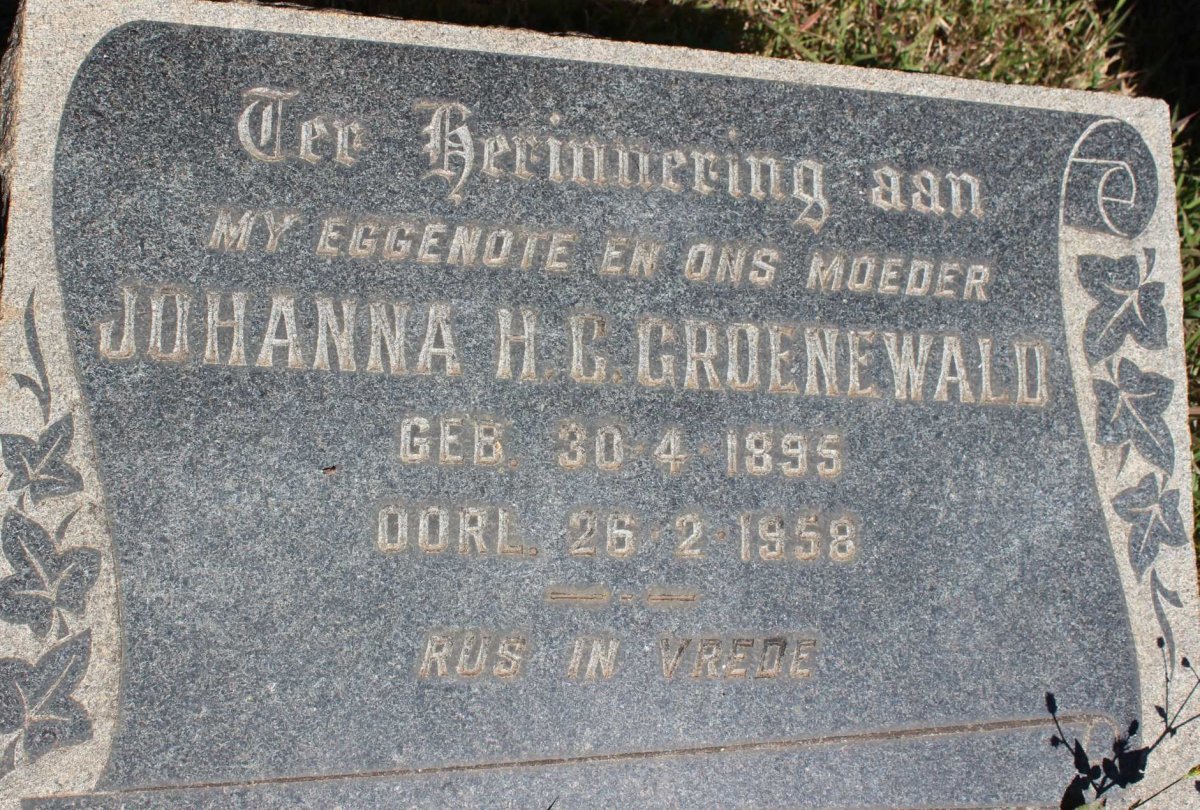 GROENEWALD Johanna H.C. 1895-1958