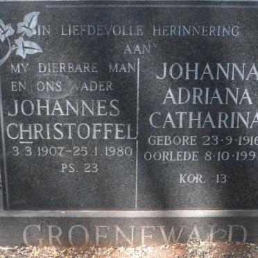 GROENEWALD Johannes Christoffel 1907-1980 &amp; Johanna Adriana Catharina 1916-1992
