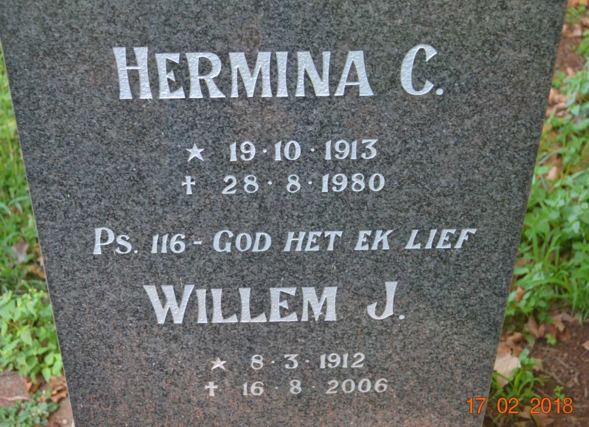 GROENEWALD Willem J. 1912-2006 &amp; Hermina C. 1913-1980