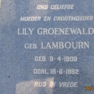 GROENEWALD Christoffel Johannes 1903-1953 &amp; Lily LAMBOURN 1908-1982