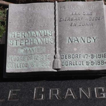GRANGE Hermanus Stephanus, le 1909-1969 &amp; Nancy 1915-1994