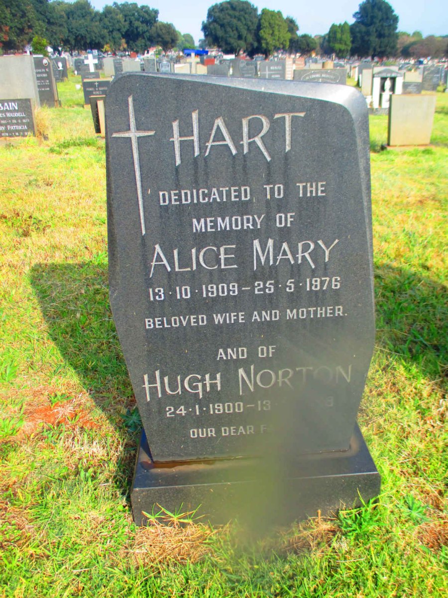 HART Hugh Norton 1900- &amp; Alice Mary 1909-1976