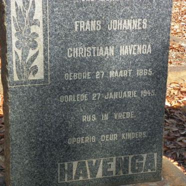HAVENGA Frans Johannes Christiaan 1865-1945