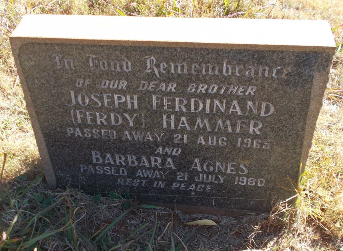 HAMMER Joseph Ferdinand -1965 &amp; Barbara Agnes -1980