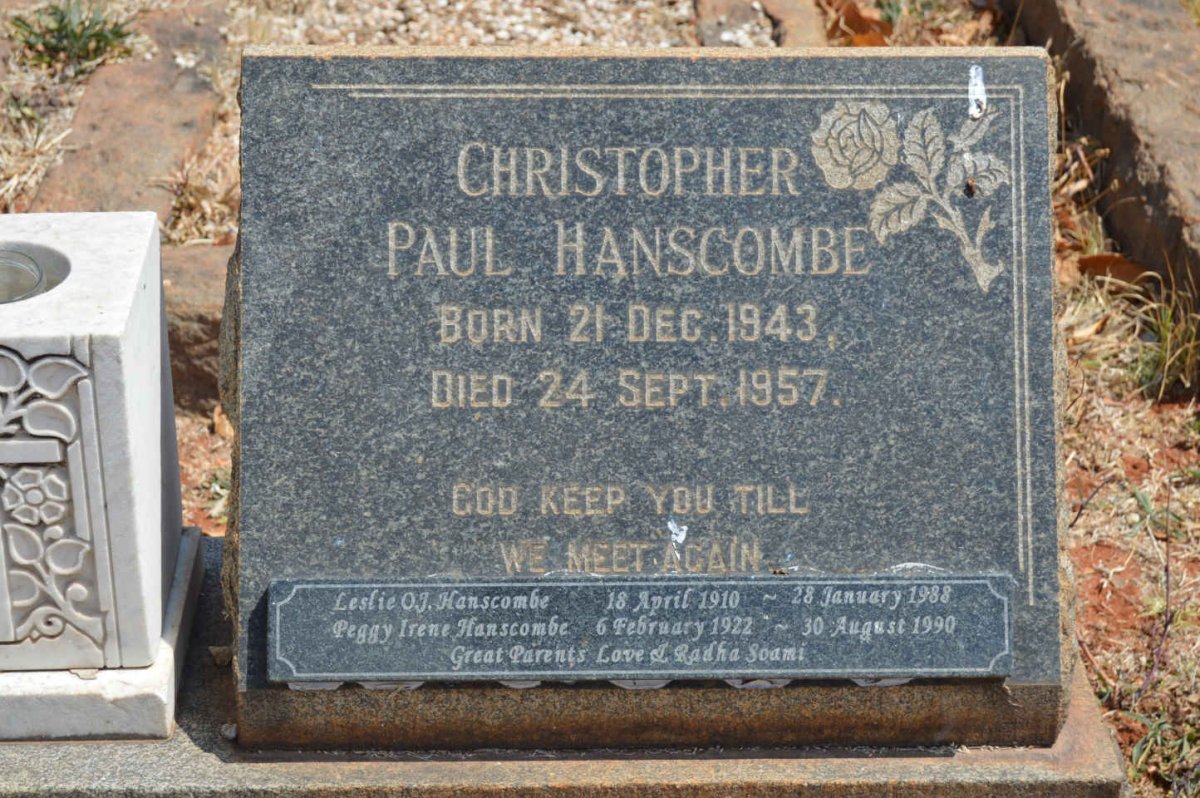 HANSCOMBE Leslie O.J. 1910-1988 &amp; Peggy Irene 1922-1990