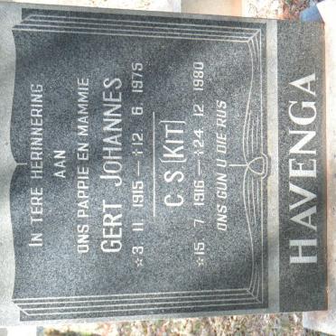HAVENGA Gert Johannes 1915-1975 &amp; C.S. 1916-1980