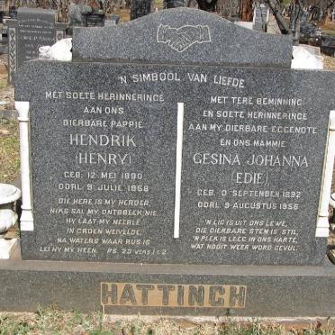 HATTINGH Hendrik 1890-1958 &amp; Gesina Johanna 1892-1956