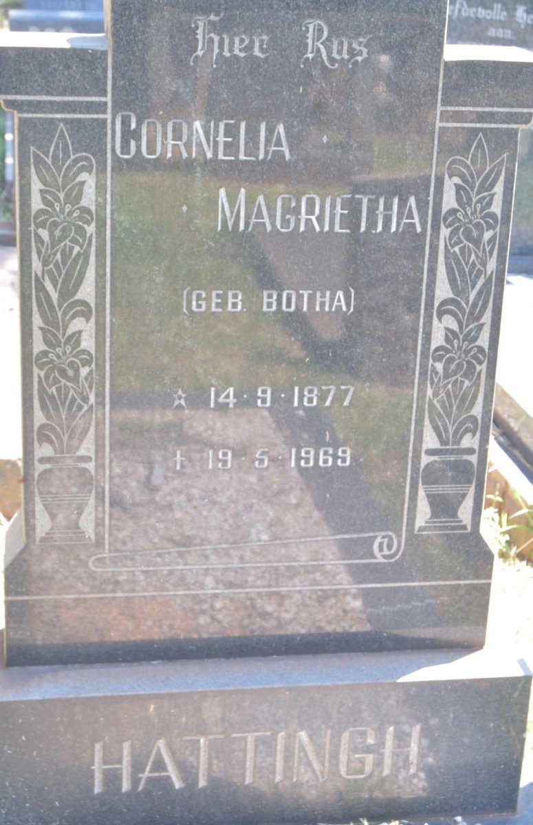 HATTINGH Cornelia Magrietha nee BOTHA 1877-1969
