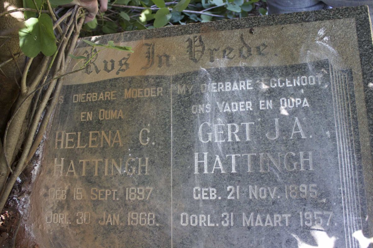 HATTINGH Gert J.A. 1895-1957 &amp; Helena G. 1897-1968