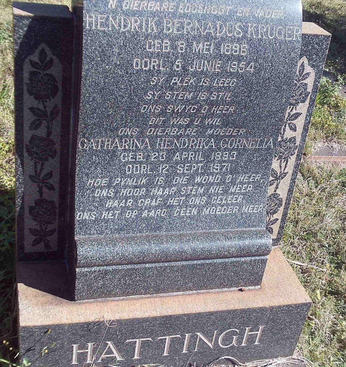 HATTINGH Hendrik Bernadus Kruger 1896-1954 &amp; Catharina Hendrika Cornelia 1893-1971