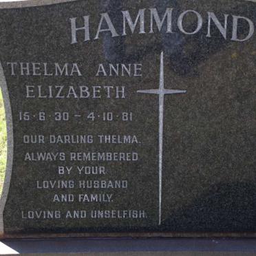 HAMMOND Thelma Anne Elizabeth 1930-1981