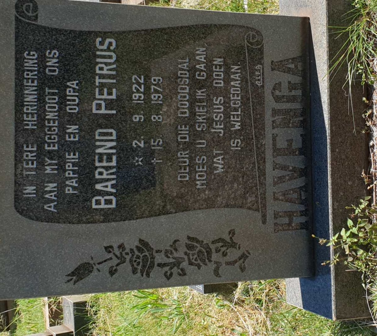 HAVENGA Barend Petrus 1922-1979