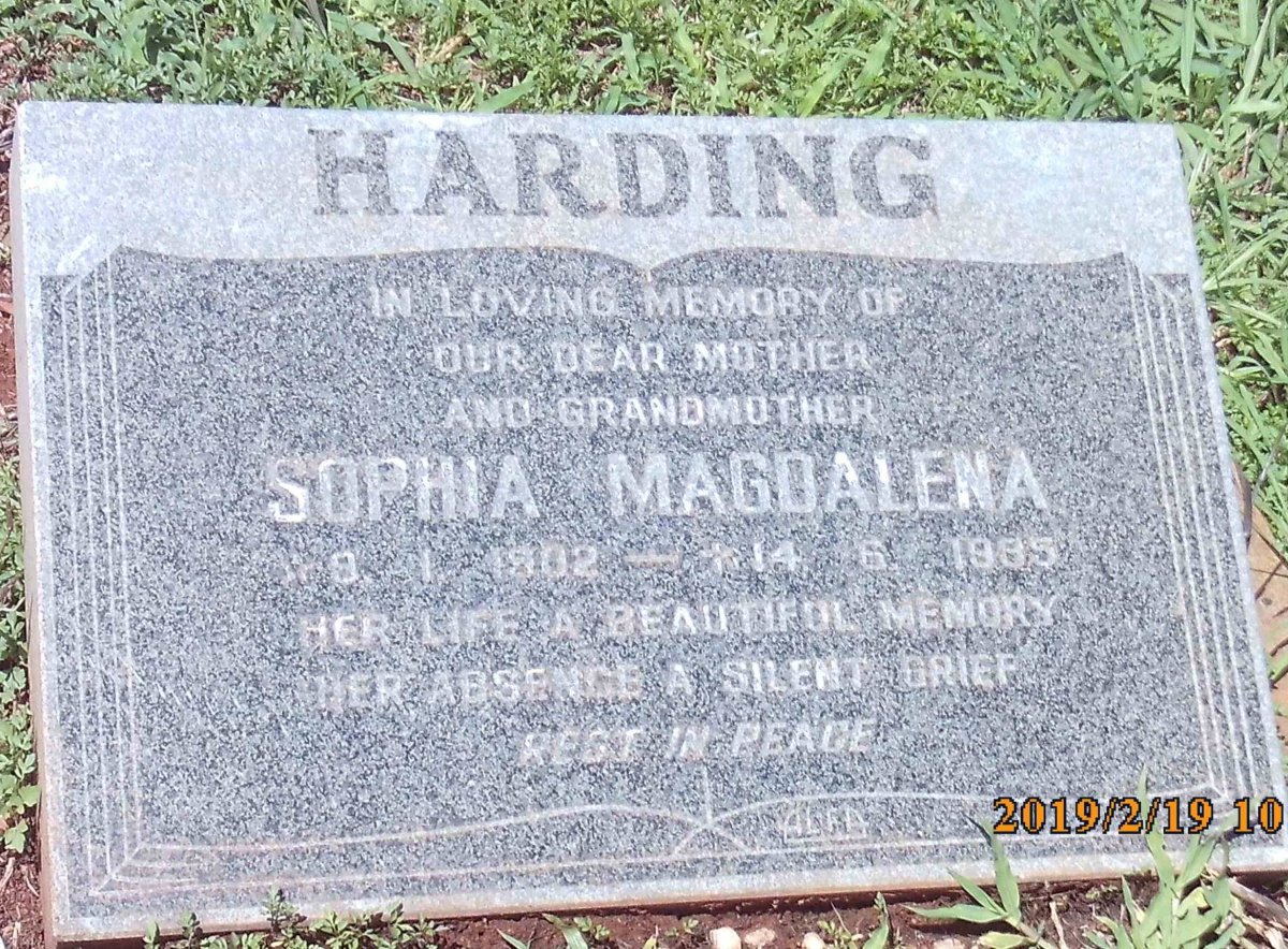 HARDING Sophia Magdalena 1902-1985