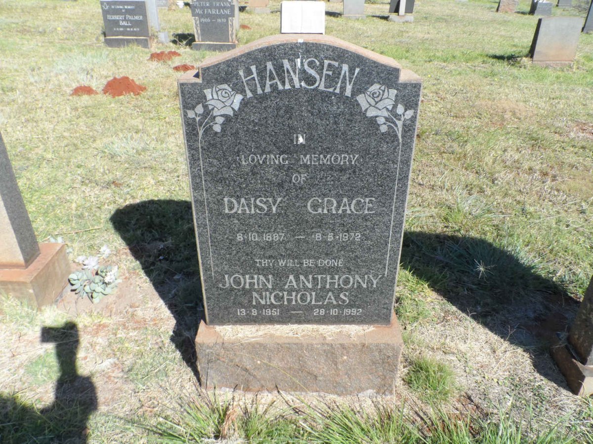 HANSEN Daisy Grace 1887-1972 :: HANSEN John Anthony Nicholas 1951-1992
