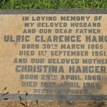 HANGER Ulric Clarence 1865-1951 &amp; Christina 1866-1959