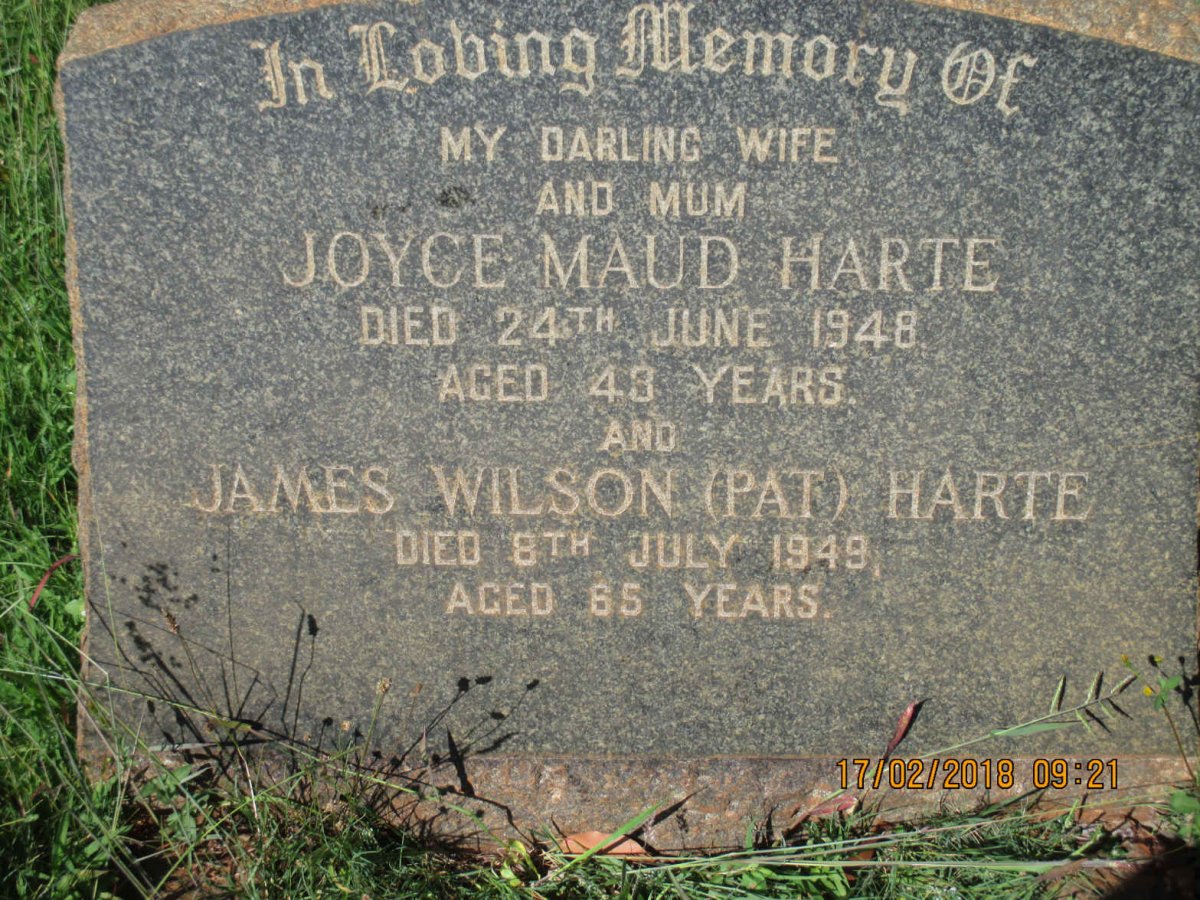 HARTE James Wilson -1949 &amp; Joyce Maud -1948