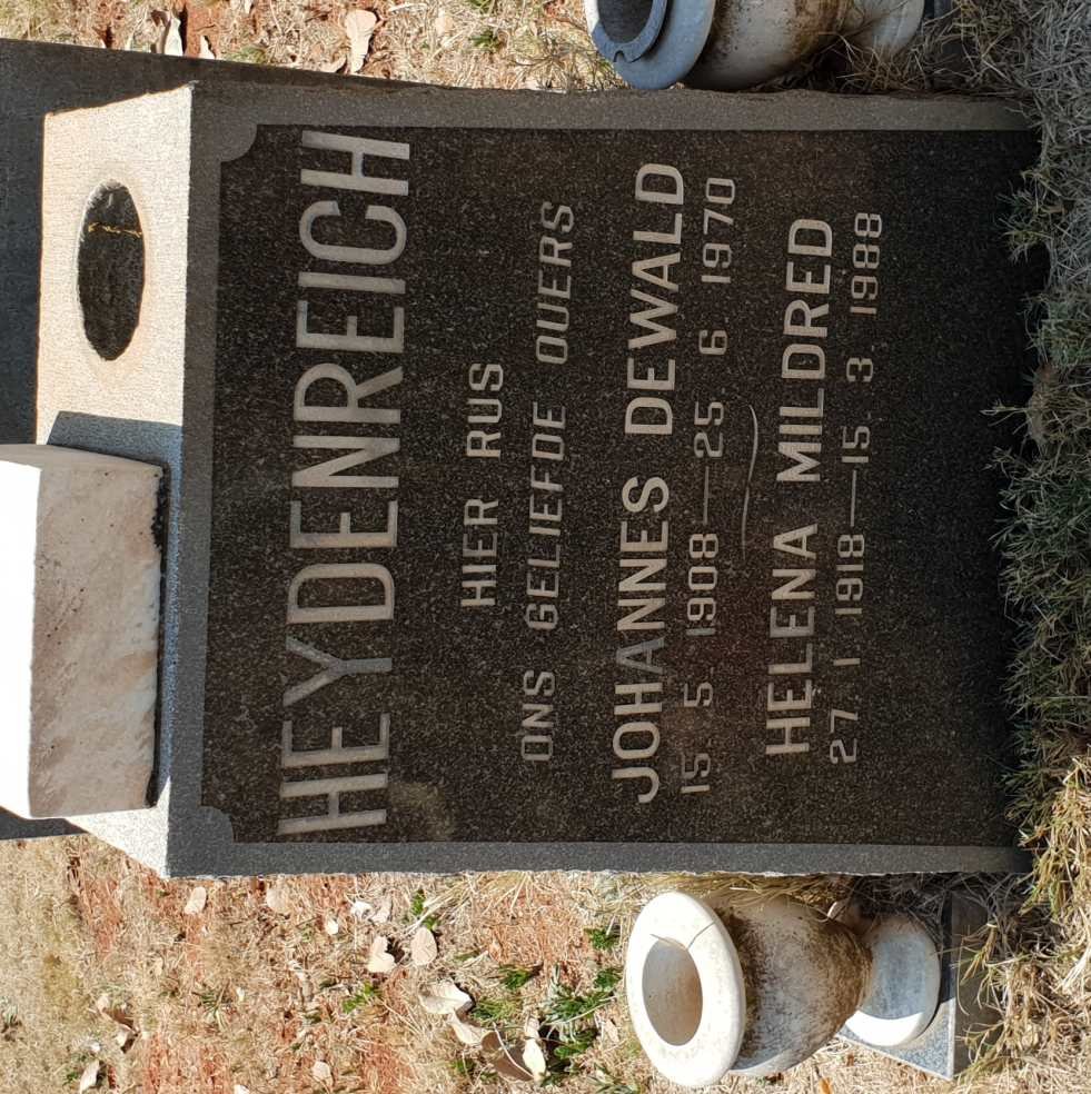 HEYDENREICH Johannes Dewald 1908-1970 &amp; Helena Mildred 1918-1988