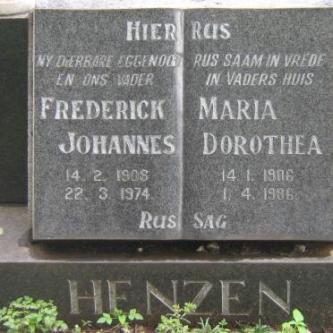 HENZEN Frederick Johannes 1908-1974 &amp; Maria Dorothea 1906-1986