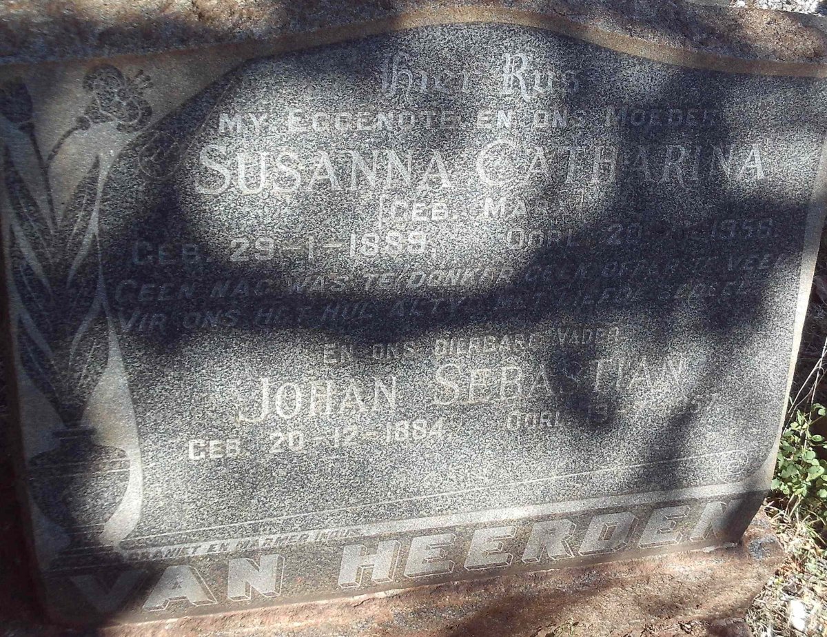 HEERDEN Johan Sebastian, van 1884-1957 &amp; Susanna Catharina 1889-1956