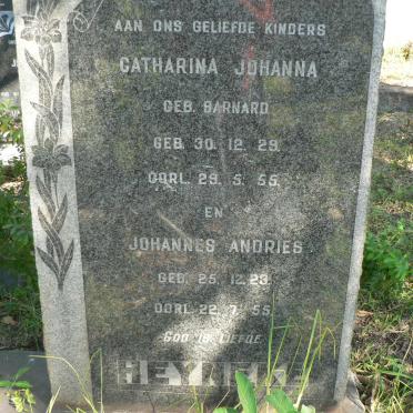 HEYNEKE Johannes Andries 1923-1955 :: HEYNEKE Catharina Johanna nee BARNARD 1929-1955