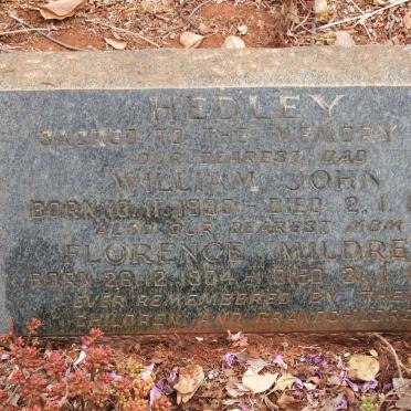 HEDLEY William John 1895-1960 &amp; Florence Mildred 1904-1969