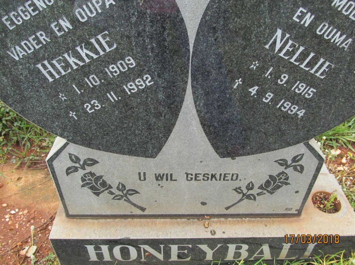 HONEYBALL Hekkie 1909-1992 &amp; Nellie 1915-1994